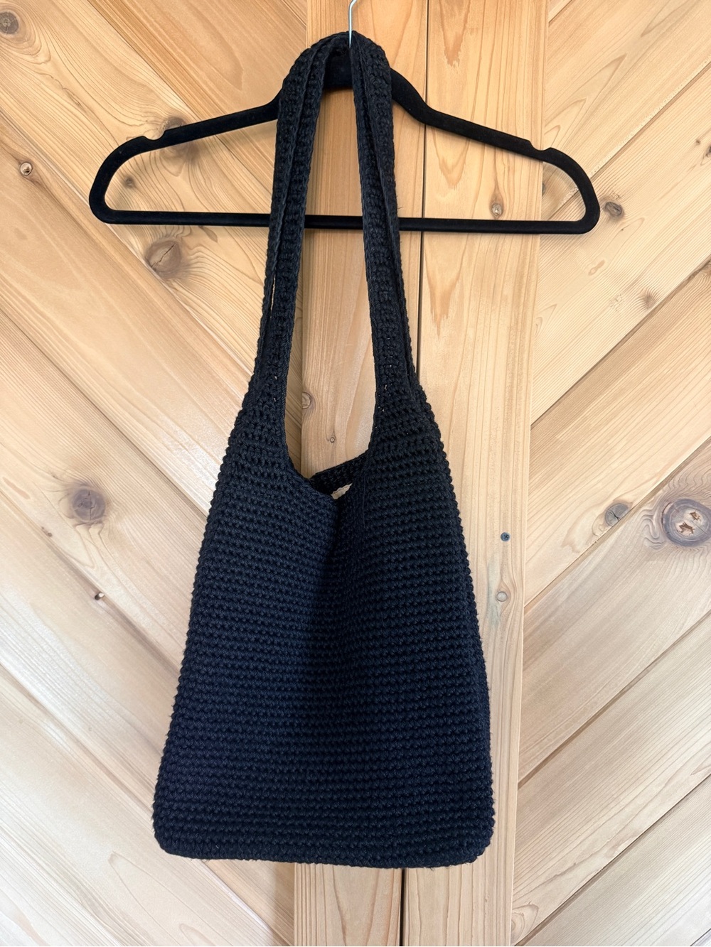 Black Crochet Shoulder Bag - Brand: